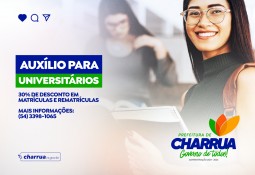 Universitários de Charrua possuem 30% de auxílio em matrículas e rematrículas